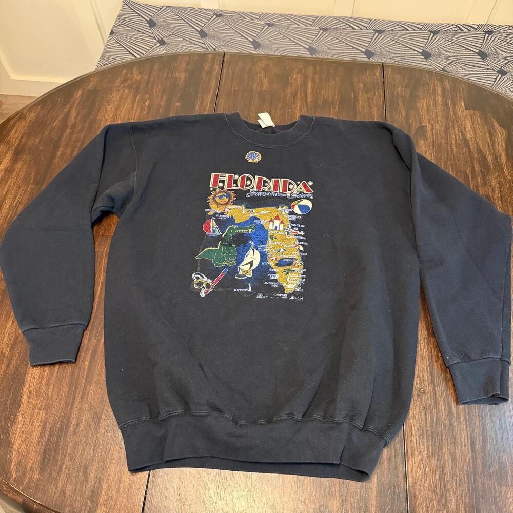 vintage Florida Beach travel tourist vacation sweatshirt black graphic Large